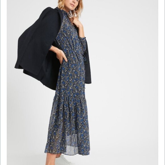 NWT Banana Republic Black/Blue Floral Velvet Dot Maxi Dress in Women's 16 - Picture 7 of 16